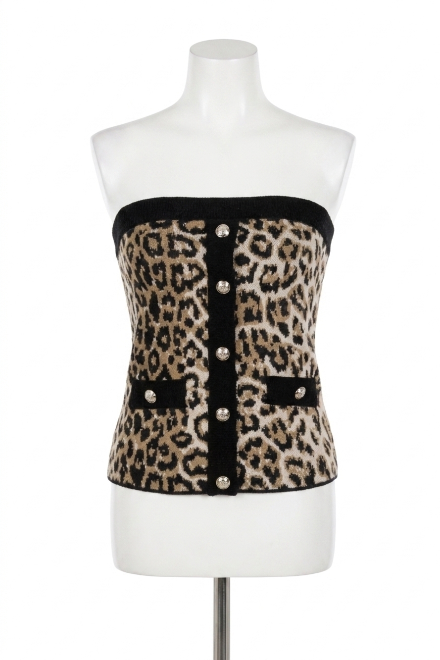 NEW FLYING TOMATO barbara sweater knit tube top in animal print